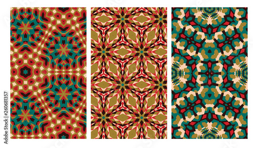 Set of geometric seamless pattern in african style