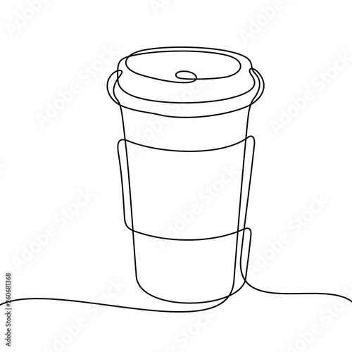 Coffee to go continuous line vector illustration
