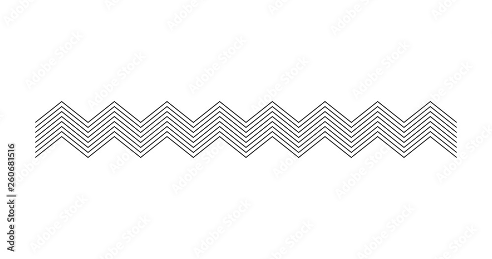 zigzag line page divider line, Graphic design element. Zigzag separator. Vector illustration isolated on white background.