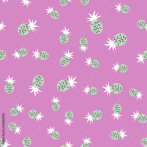 Vector seamless pattern with pineapples. Tropical Summer fruit 