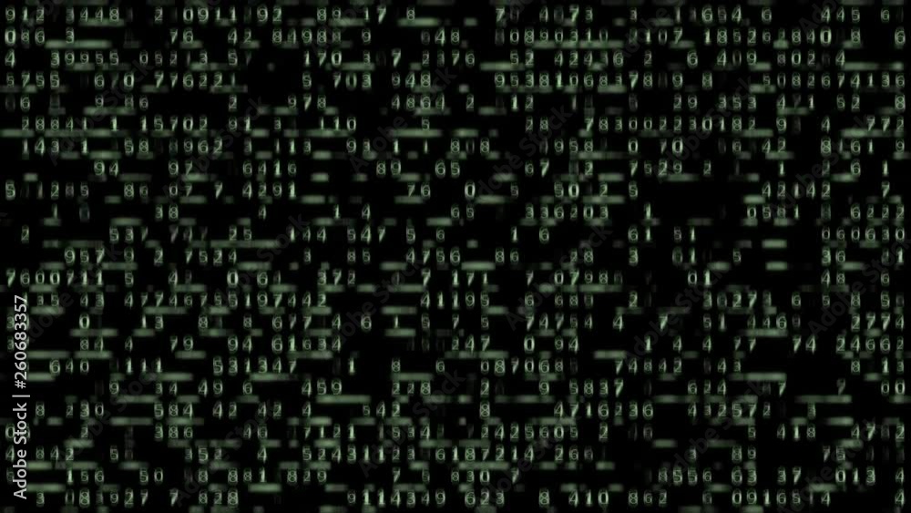 Abstract digital background with moving green numbers and flickering glowing stripes. Animation the transfer of electronic data or security code. Looped animation. Abstract digital background with moving green numbers and flickering glowing stripes. Animation the transfer of electronic data or security code. Looped animation.
