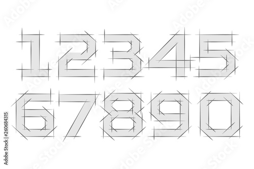 Arabic numerals set 1-10. Black figures. Isolated vector objects on white background