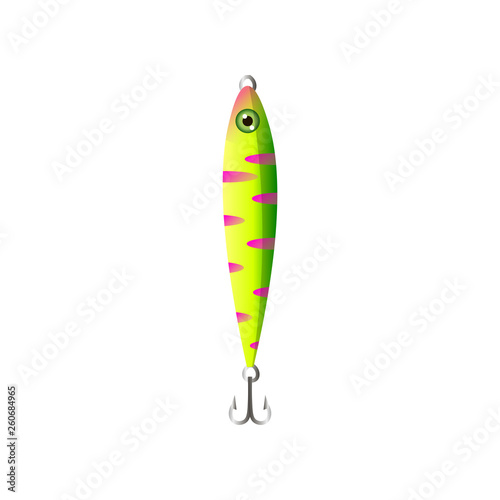 Long green lime fishing bait with double hook