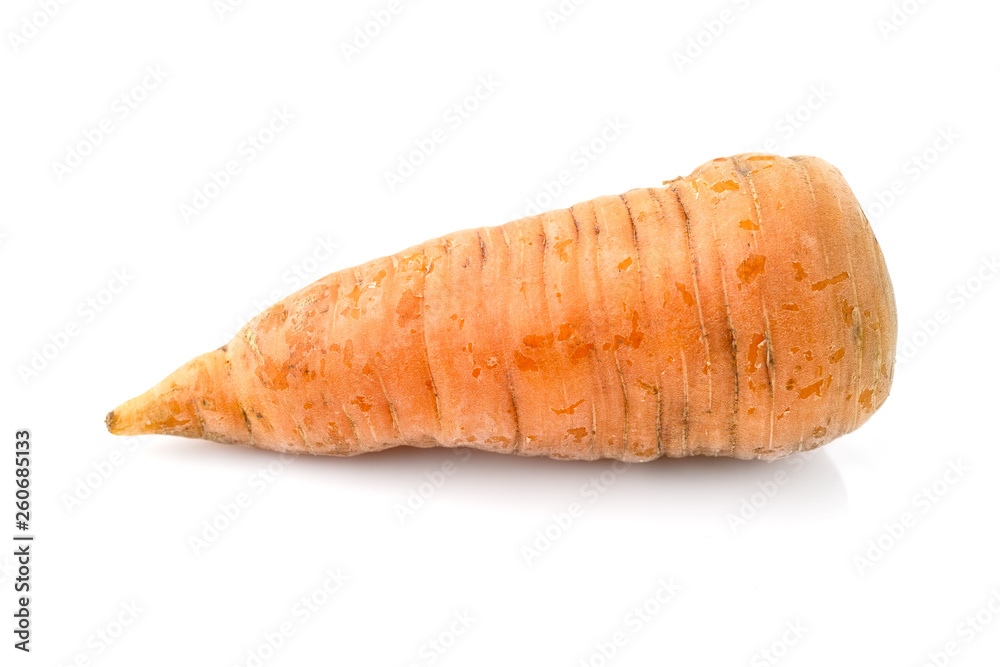 Ugly natural carrot isolated on white background Ugly natural carrot isolated on white background