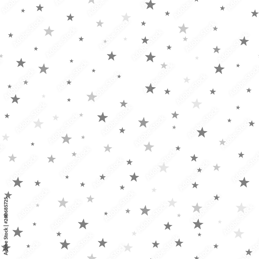 Star seamless pattern. Black stars on white retro background