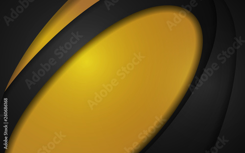 Gold and black abstract line curve element background. Vector illustration copy space modern design concept.