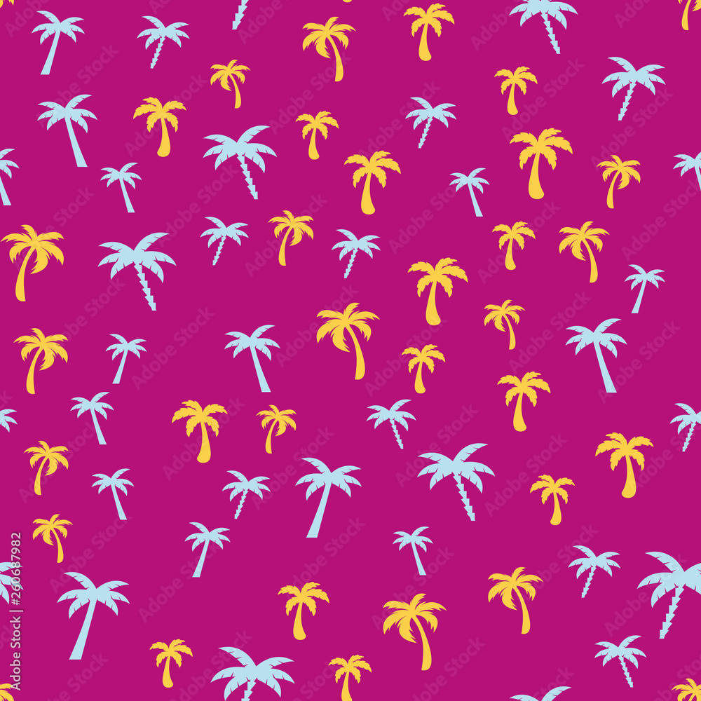 Coconut palm tree. Tropical vector Seamless pattern