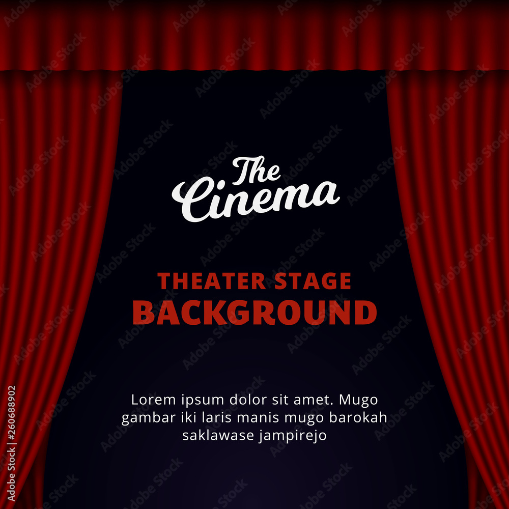 Theater stage background design. opened red curtain vector illustration.  Stock Vector | Adobe Stock