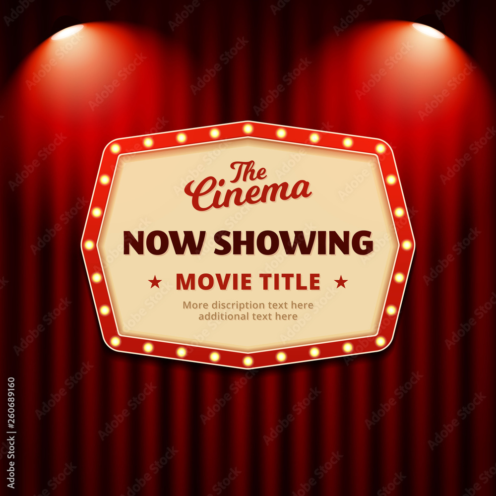 Now Showing Movie In Cinema Poster Design Retro Billboard Sign With Now Showing Movie In Cinema Poster Design Retro Billboard Sign With