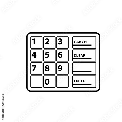 Atm keypad outline icon. Clipart image isolated on white background