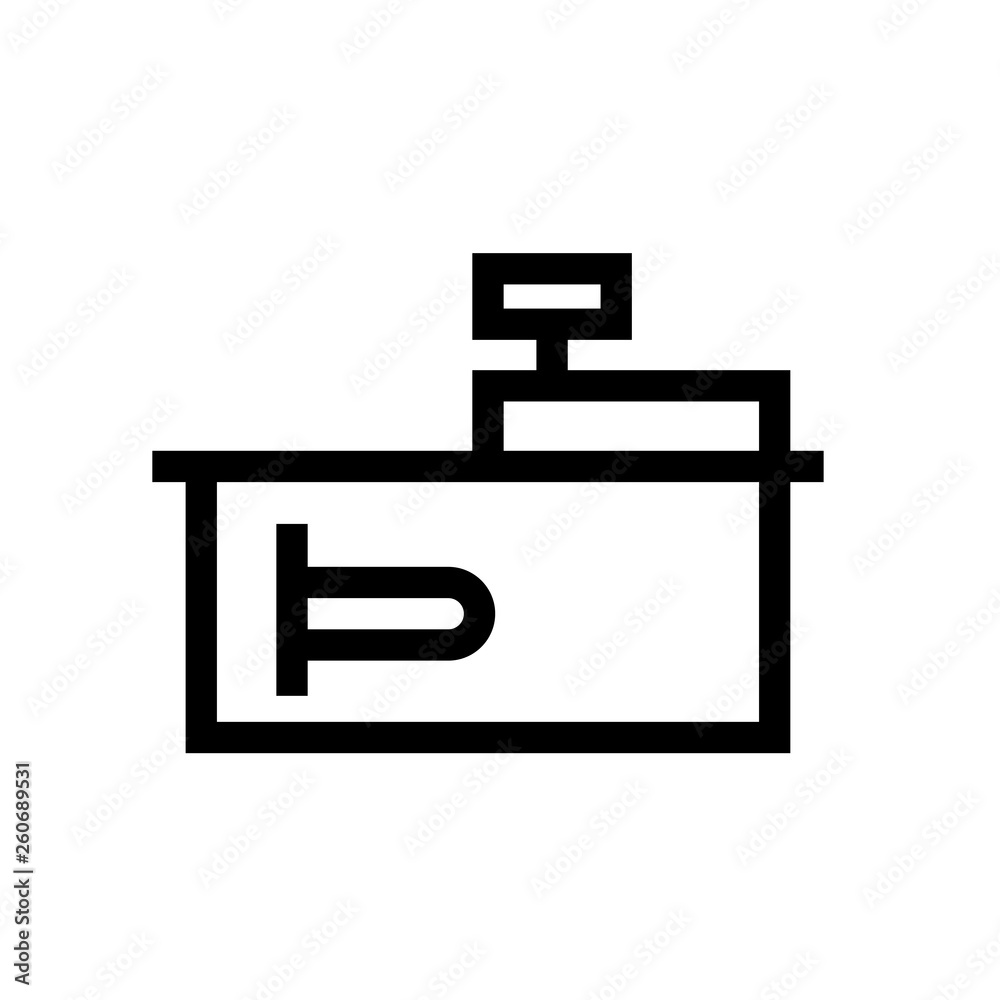 Cash desk with terminal outline icon. Clipart image isolated on white background Cash desk with terminal outline icon. Clipart image isolated on white background
