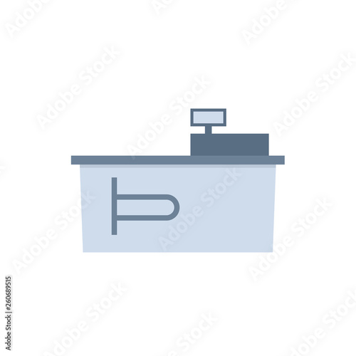 Cash desk with terminal icon. Clipart image isolated on white background