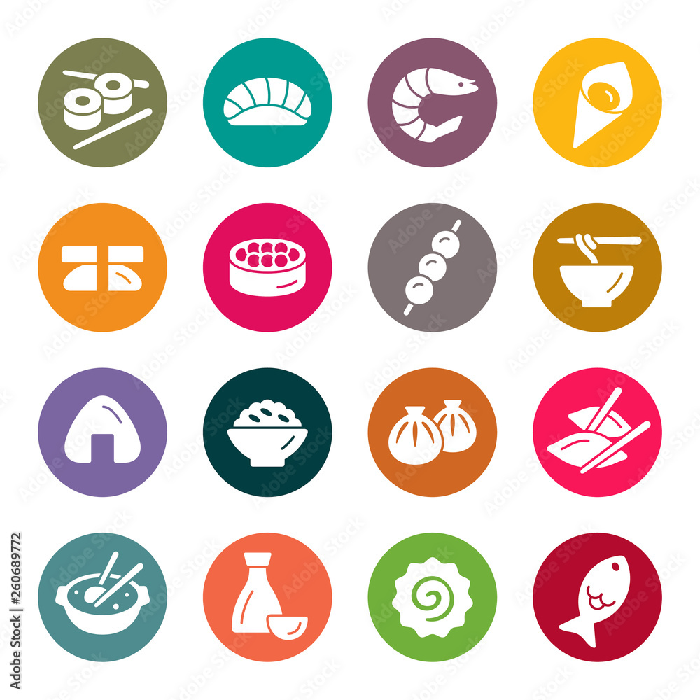 Asian food vector icons set Asian food vector icons set