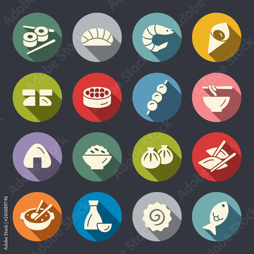 Asian food vector icon set