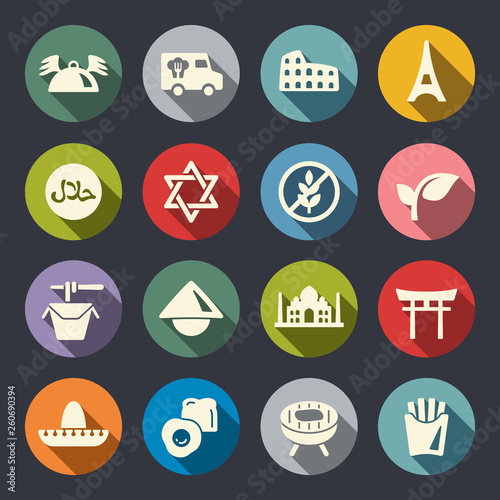 Food order online and delivery vector icon set