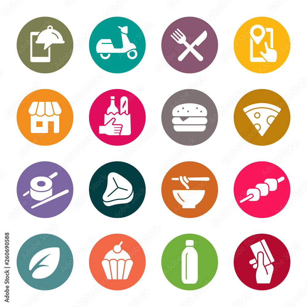 Food delivery service icons