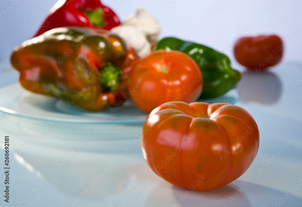 Vegetables on the white table Vegetables on the white table