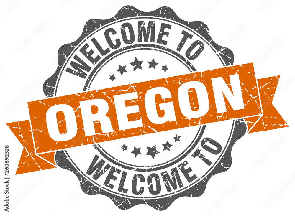 Obraz premium Oregon round ribbon seal