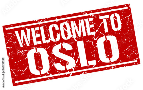 Canvas Print welcome to Oslo stamp