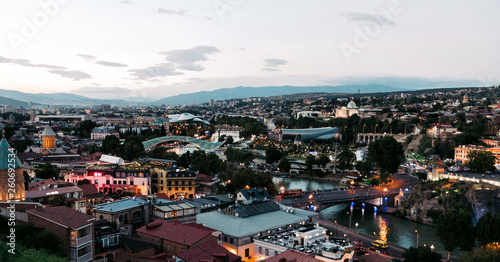 Panoramic view of Tbilisi city. old town and modern architecture
