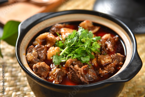 beef soup with meat and vegetables