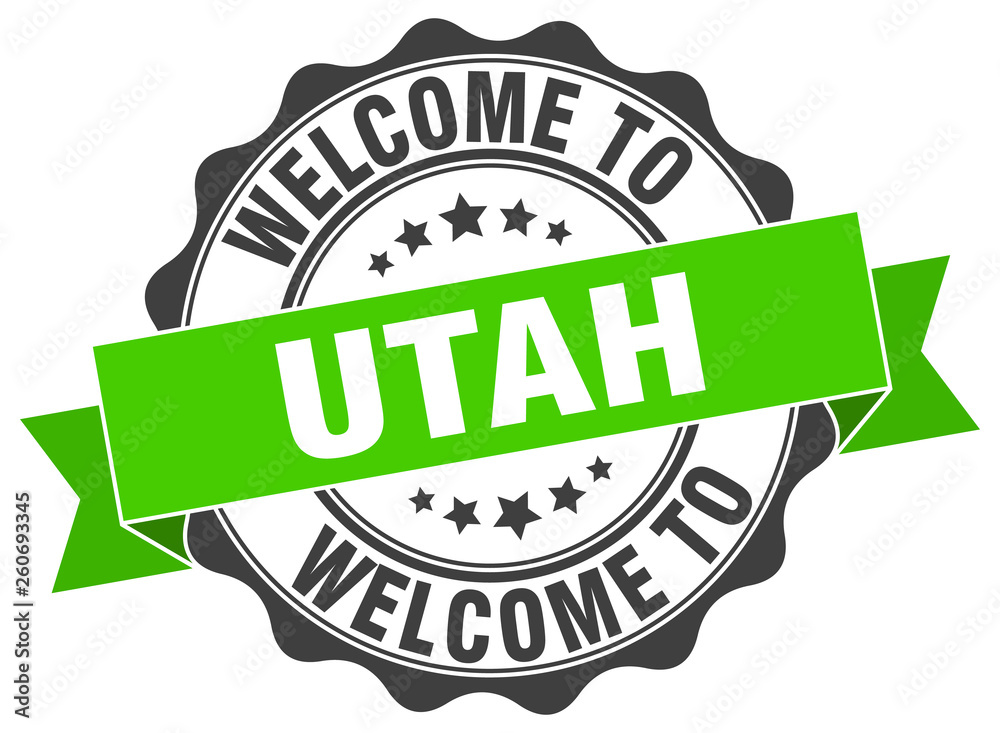 Obraz premium Utah round ribbon seal