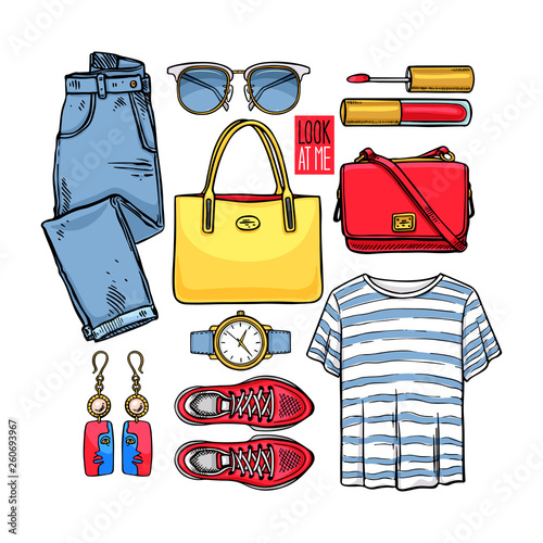 Fashion collection of girl clothing