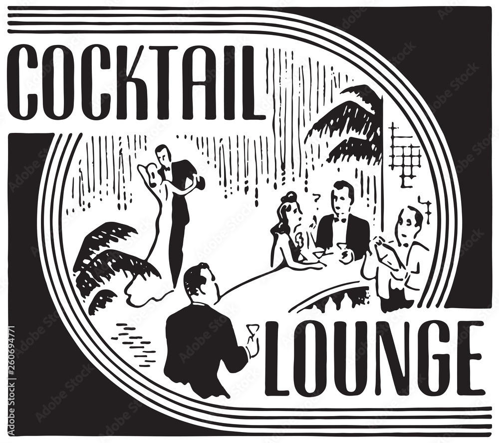 Obraz premium Cocktail Lounge 7 - Retro Ad Art Banner