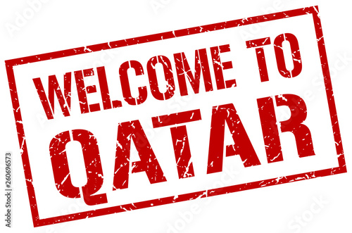welcome to Qatar stamp