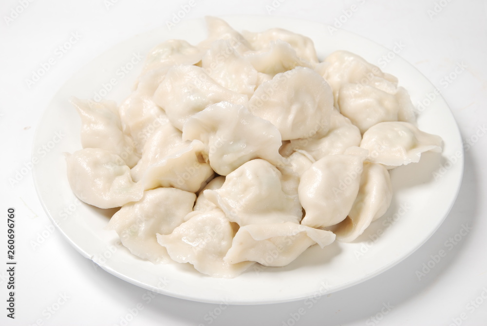 dumplings on plate isolated on white