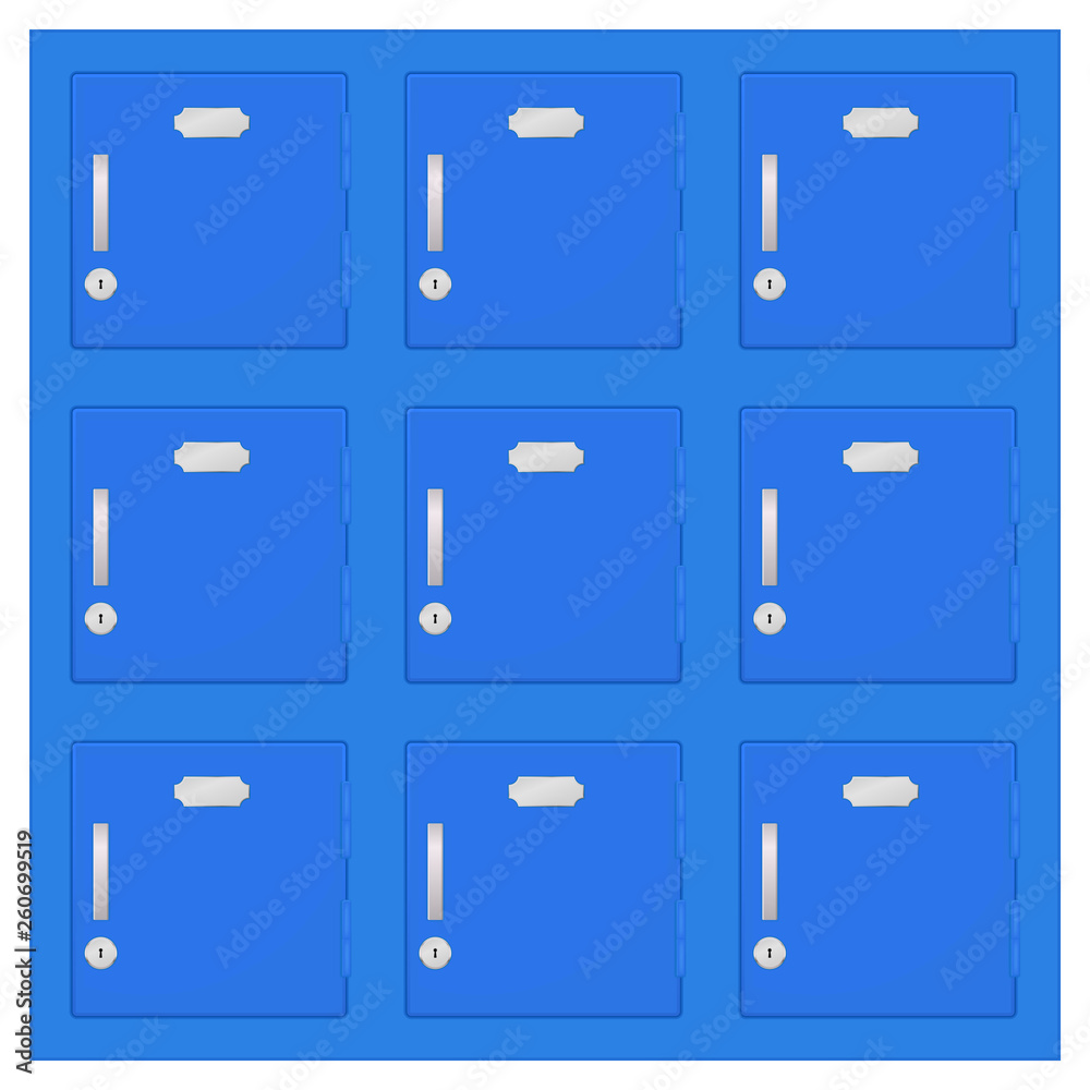 Safety deposit boxes. Blue lockers Safety deposit boxes. Blue lockers