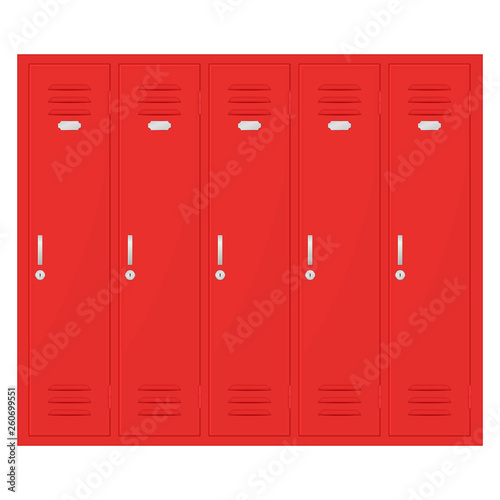 Safety deposit boxes. Red lockers