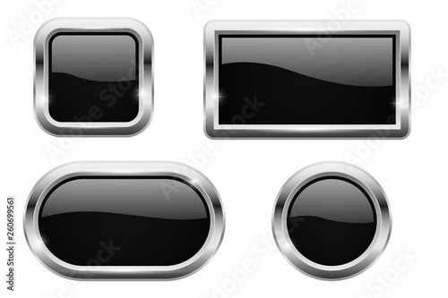 Black glass buttons with chrome frame