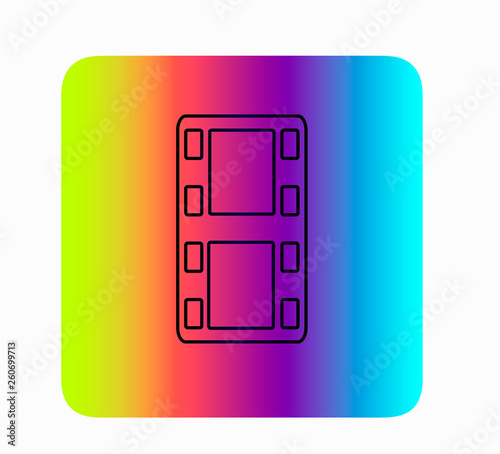 Film strip Movie icon. Button for website isolated. Filmography, retro film