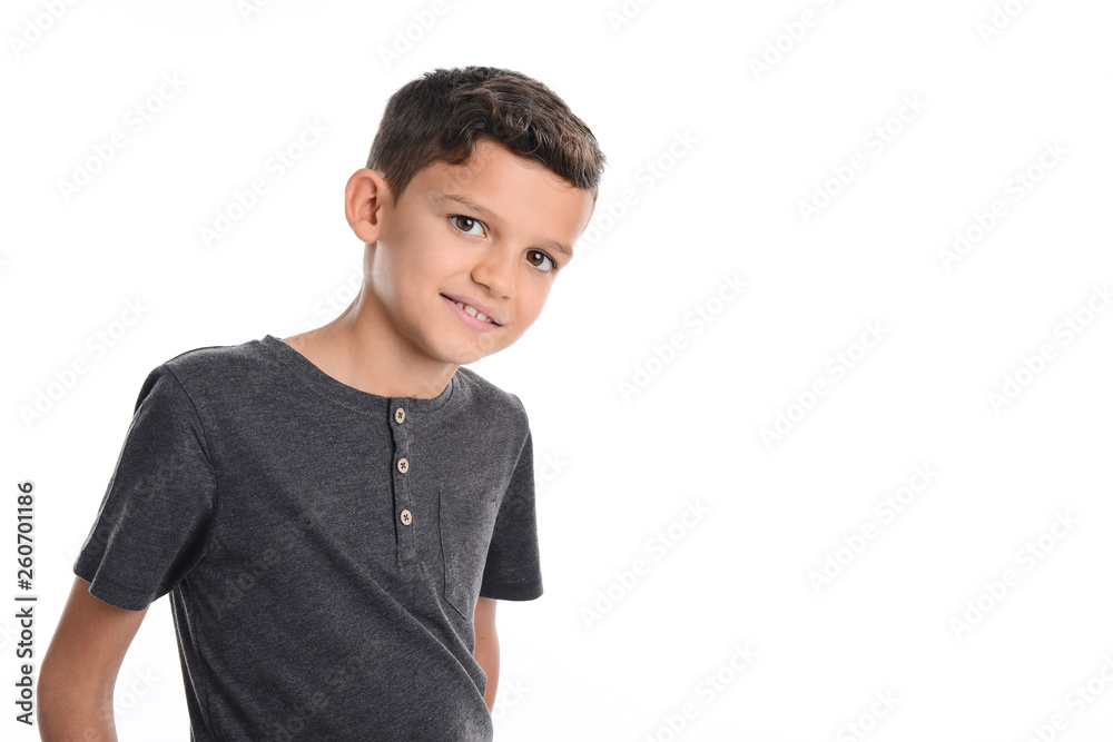 Obraz premium portrait of a young boy kid studio shot on white background