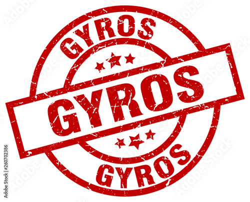 gyros round red grunge stamp