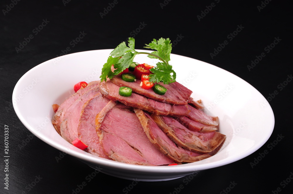 meat with vegetables on plate isolated on white meat with vegetables on plate isolated on white