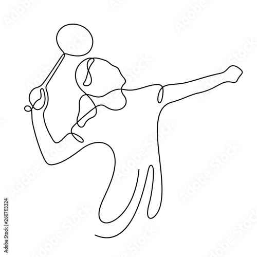 Badminton player continuous line vector illustration
