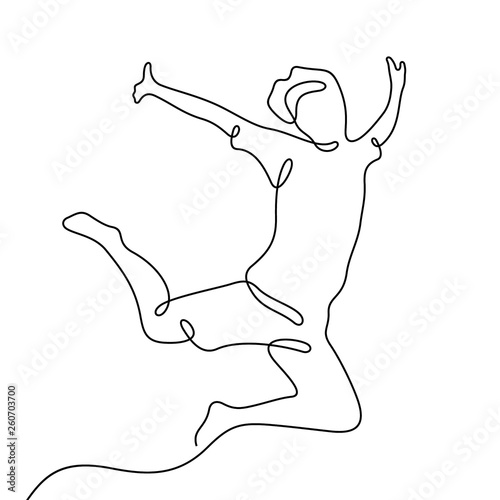 Jumping man continuous line vector illustration