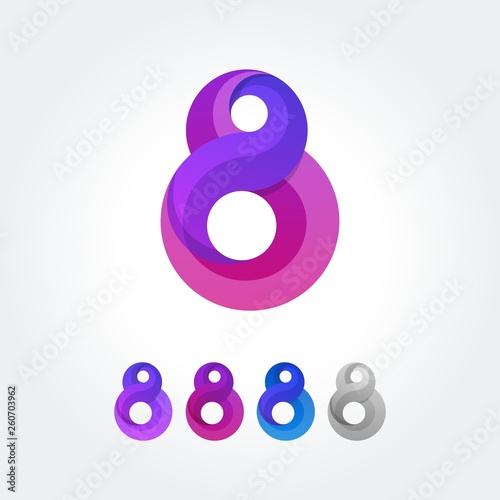 Number 8 logo geometric Illustration Vector Template