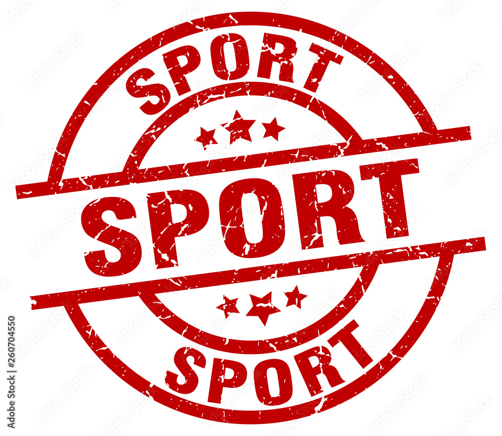 sport round red grunge stamp