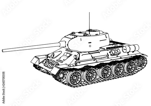 Russian tank sketch vector