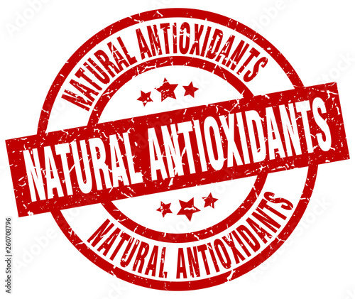 natural antioxidants round red grunge stamp