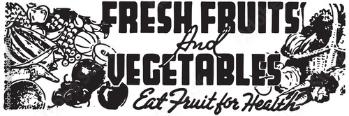 Fresh Fruits And Vegetables 2 - Retro Ad Art Banner