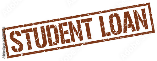 student loan brown grunge square vintage rubber stamp