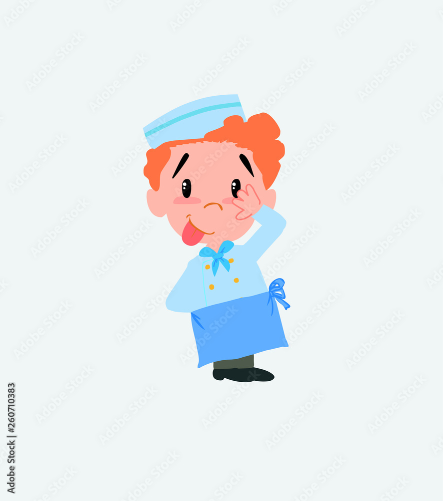 Chef sticks out his tongue in gesture of funny shyness. Chef sticks out his tongue in gesture of funny shyness.