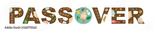 Abstract Passover with Seder plate in the middles- Vector