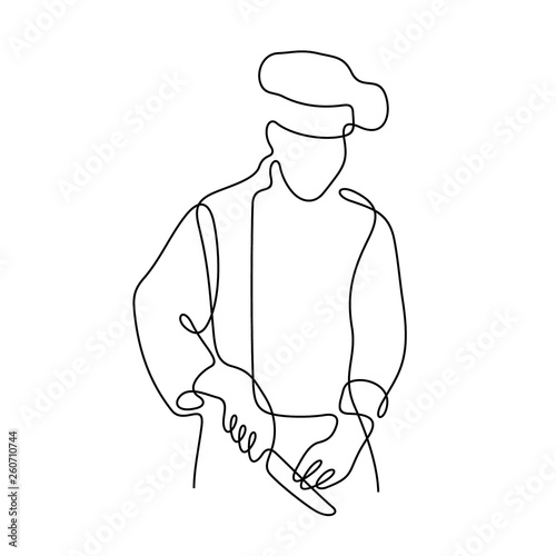 Chef at work continuous line vector illustration