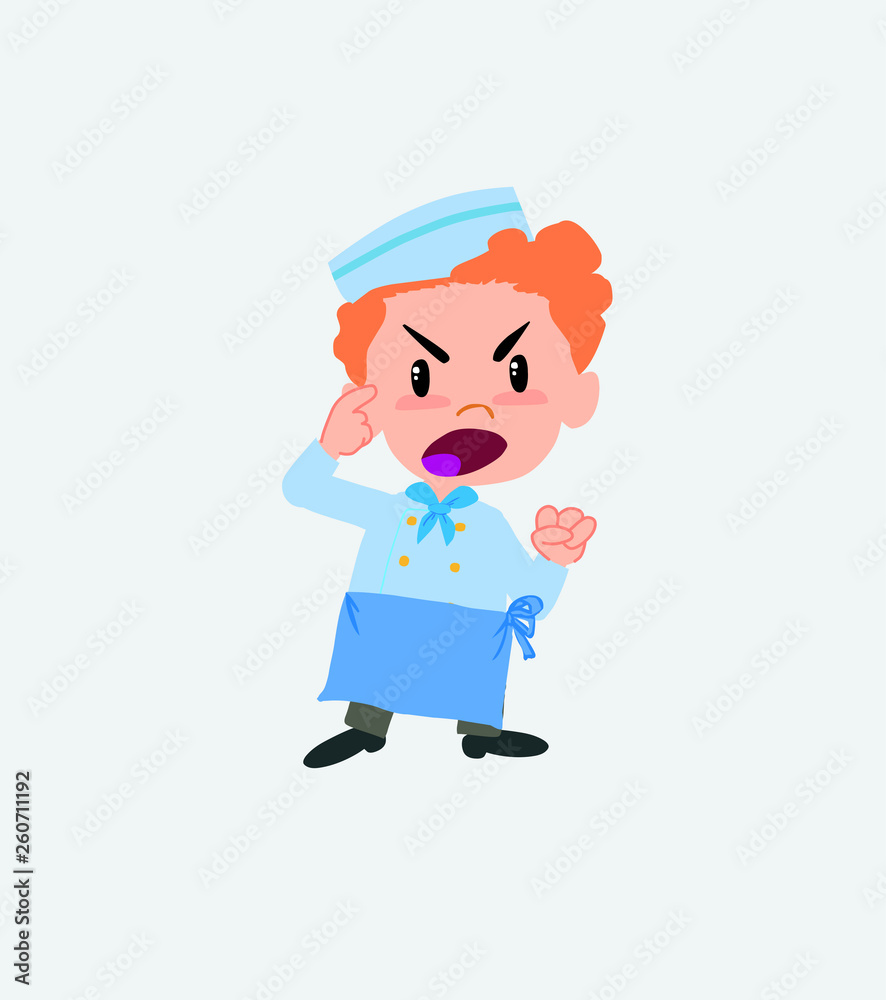 Chef screams angry in aggressive attitude. Chef screams angry in aggressive attitude.