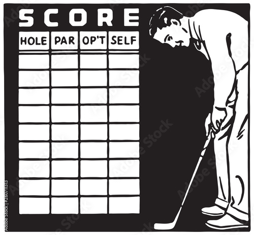 Golf Score Card - Retro Ad Art Banner